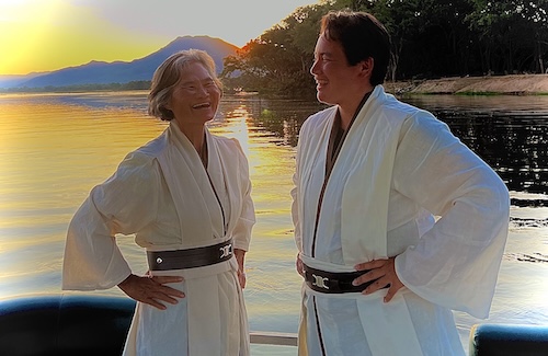 Running around Africa in Jedi robes together.
