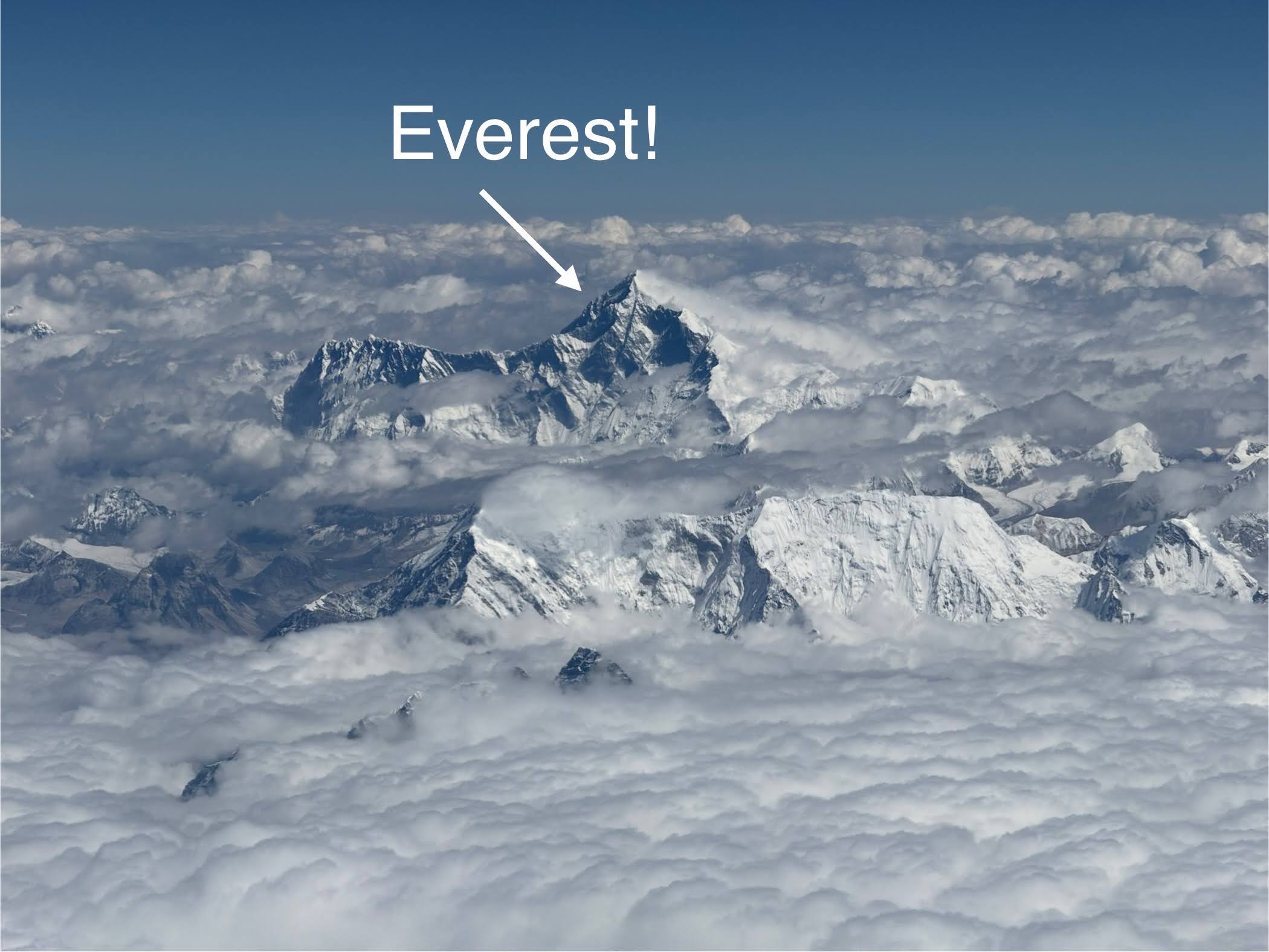 The view of Everest from a plane