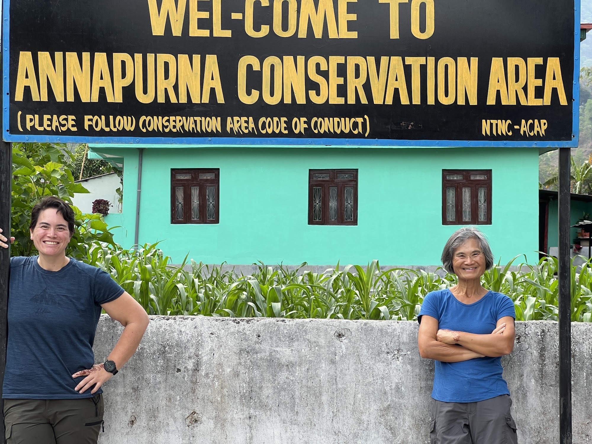 Mei-Mei and Regan entering the Annapurna Conservation Area