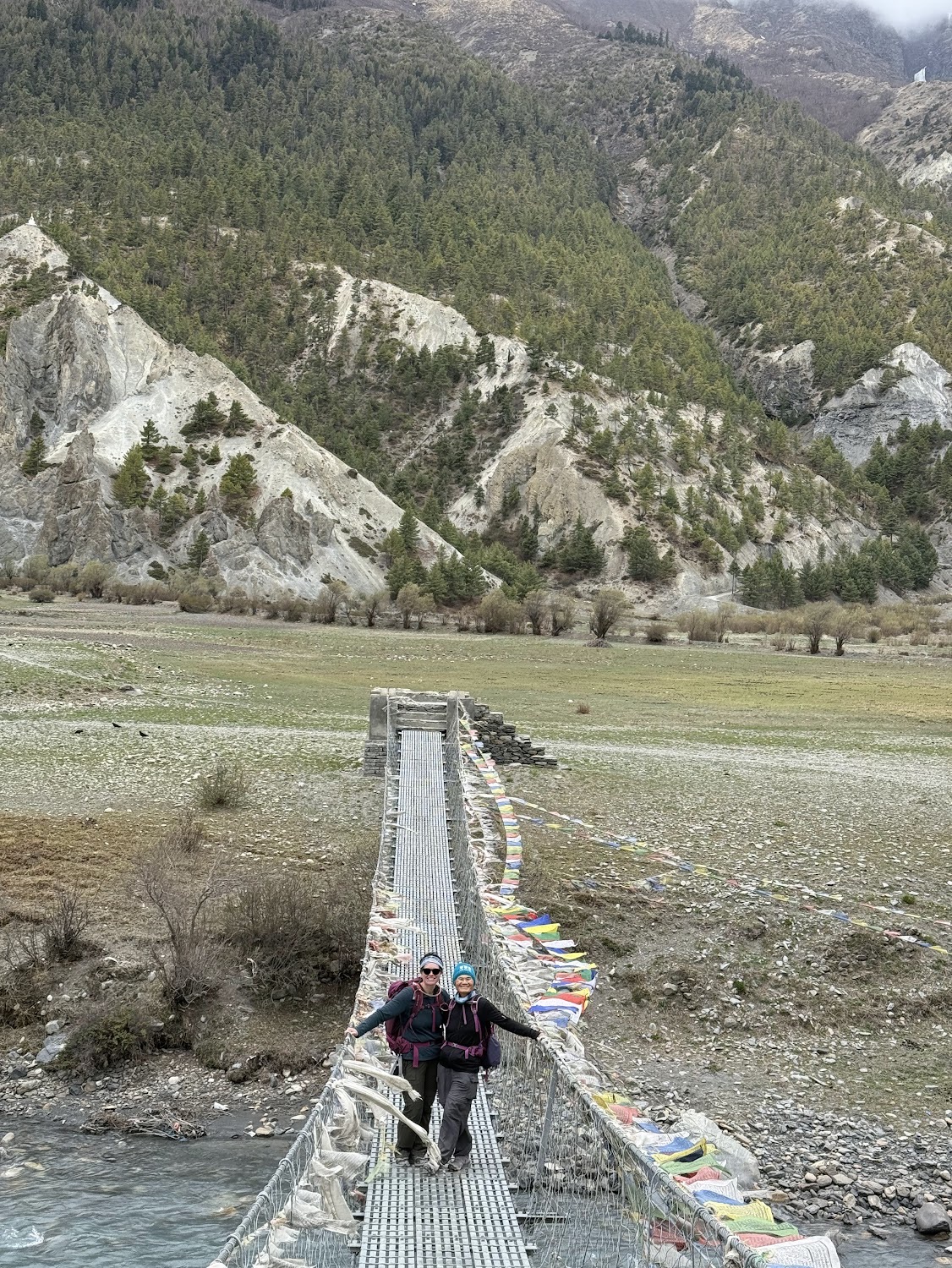 Mei-Mei and Regan on one of the many suspension bridges of the Annapurna Circuit